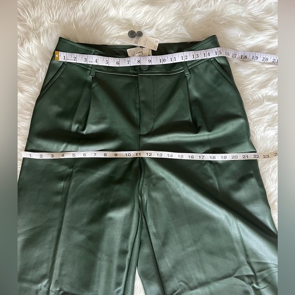 ANTHROPOLOGIE SOFTH FAUX LEATHER WIDE LEG CROPPED PANTS SIZE 8 GREEN NWT - Picture 6 of 6